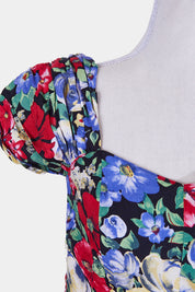 ASTOR Multi Floral Puff Sleeve Party Dress