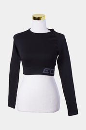 ARISE Black Ribbed Long Sleeve Crop Top