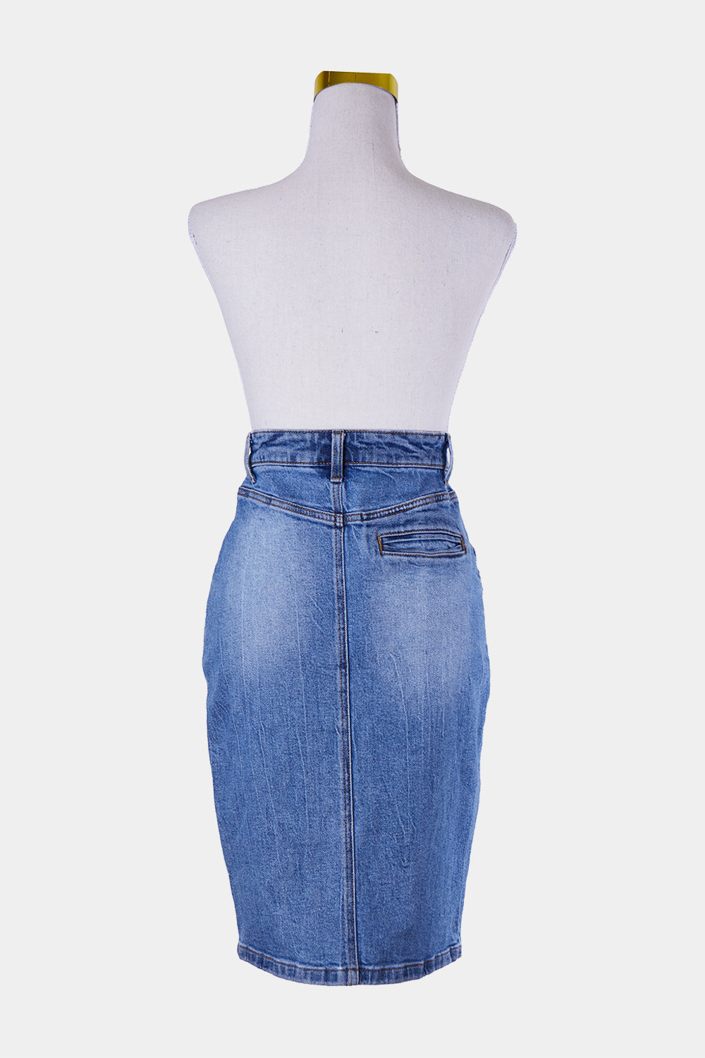 ZARA Mid Blue High Waisted Button Down Denim Skirt