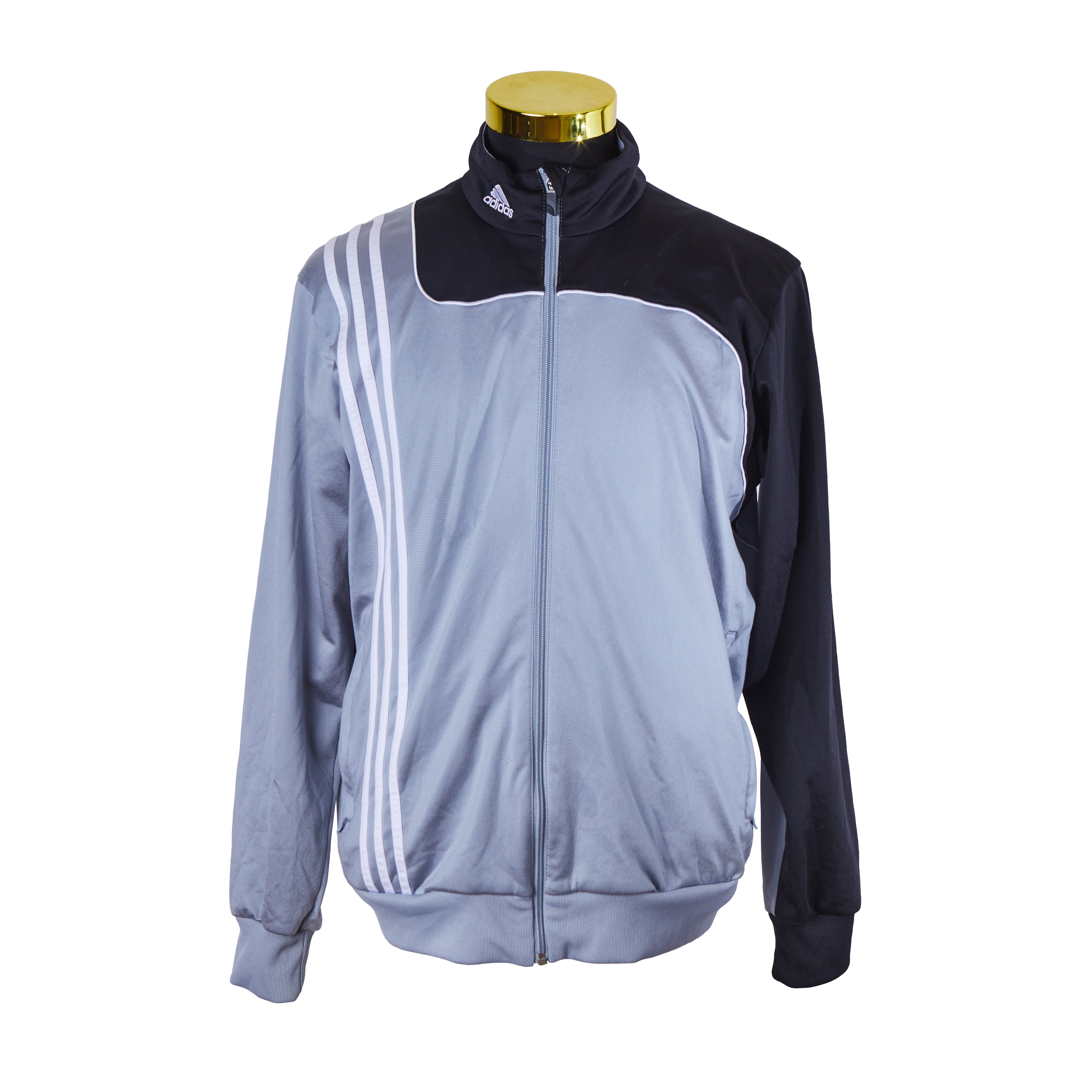 ADIDAS Black, Pale Blue High Neck Zip Up Track Top
