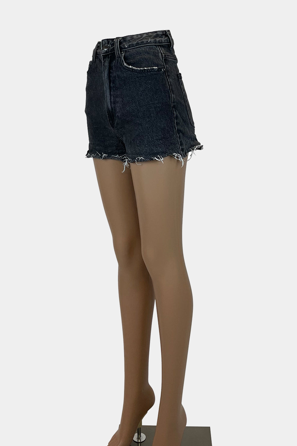 GLASSONS Washed Black Denim Shorts