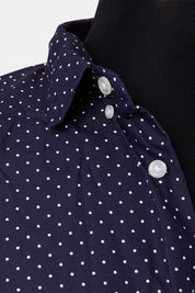 ASOS Navy White Polkadot Button Down Short Sleeve Shirt