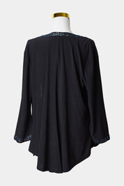 Fanny Lam Black Beaded Kimono Shirt