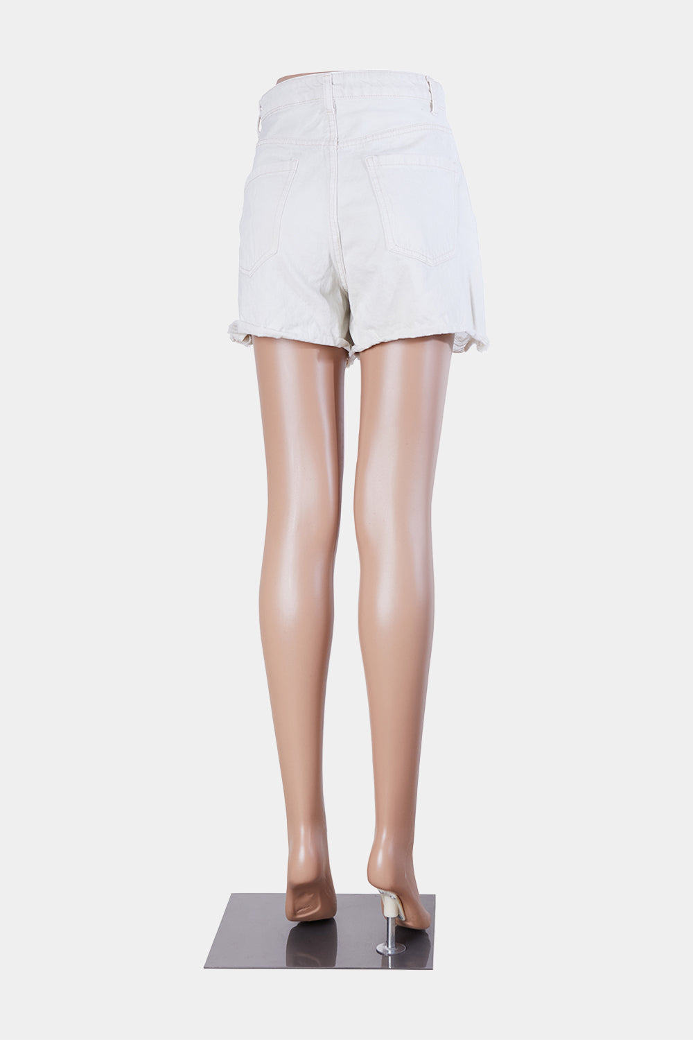 Cotton On Off White Distresesed High Waisted Short
