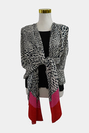 Anthea Crawford Black, White, Pink Patterned Tie Tank