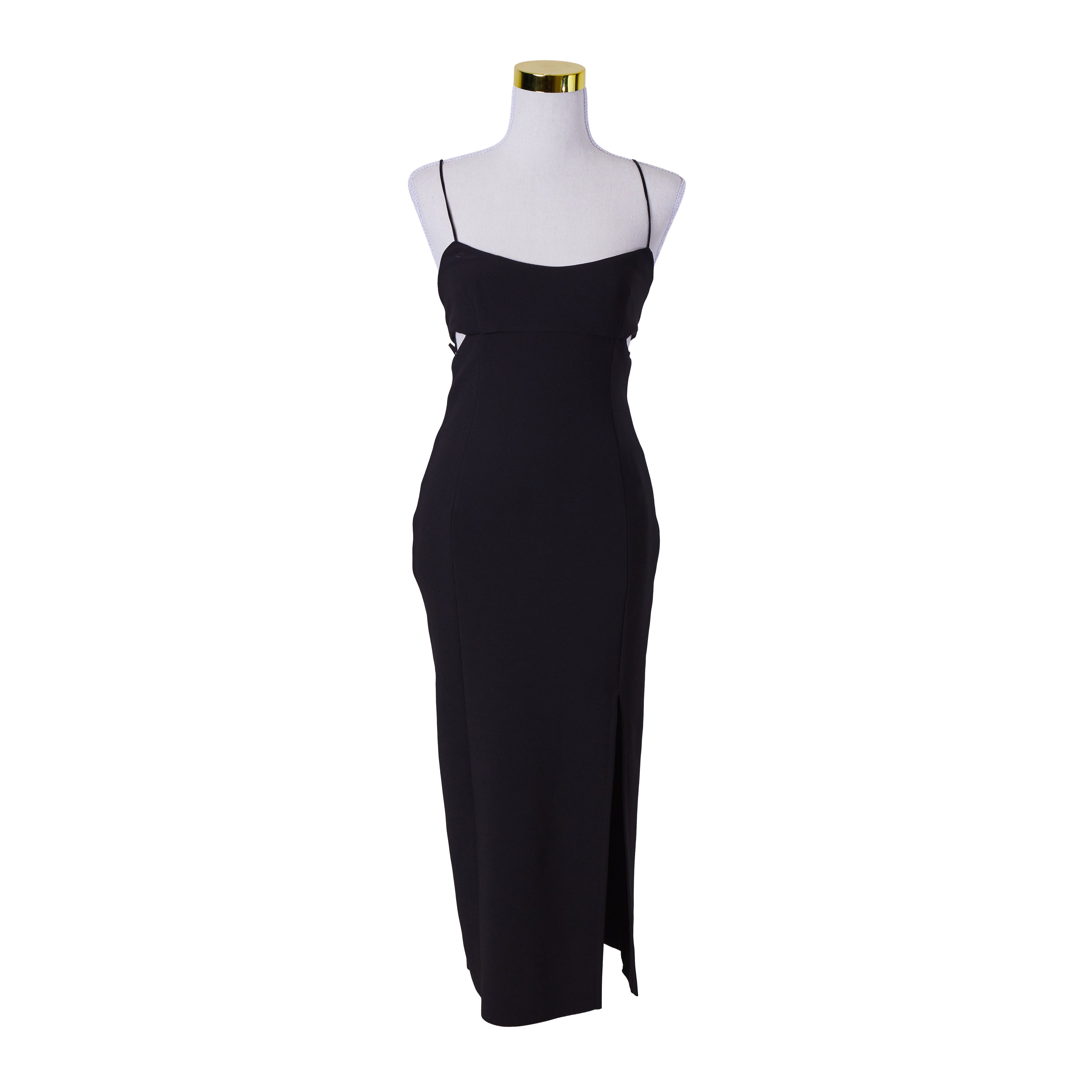 Bec + Bridge Black Side Cutout Straight Midi Dress