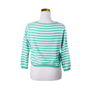 ALESSANDRA Green and White Stripe Knit Sweater