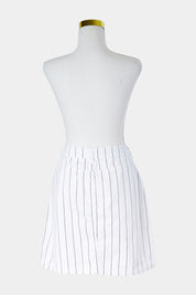 GHANDA White and Navy Stripe Ring Zip Mini Skirt