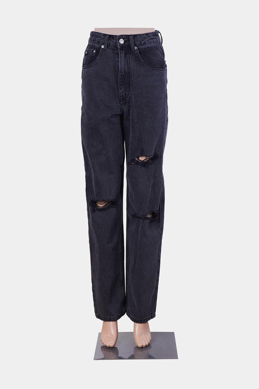 Neon Hart Black Distressed High Waist Relaxed Jeans
