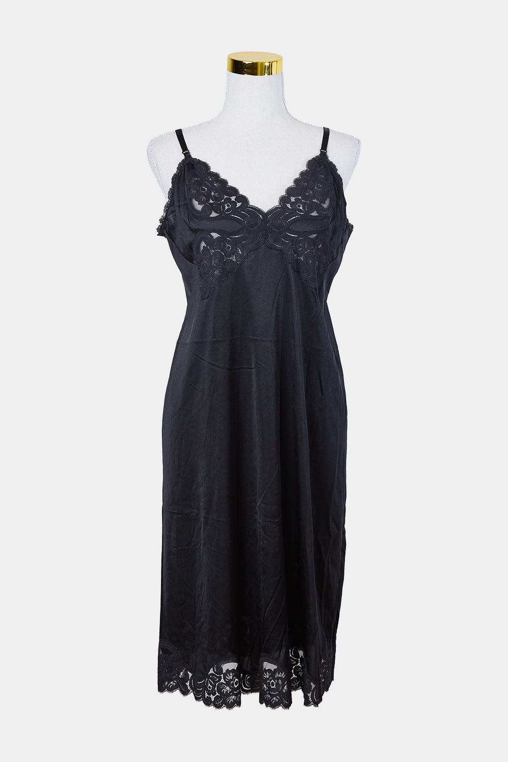 Vanity Fair Black Lace Detail Slip Dress