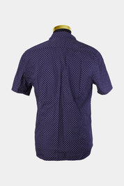 ASOS Navy White Polkadot Button Down Short Sleeve Shirt