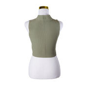 GLASSONS Khaki High Neck Crop Tank Top