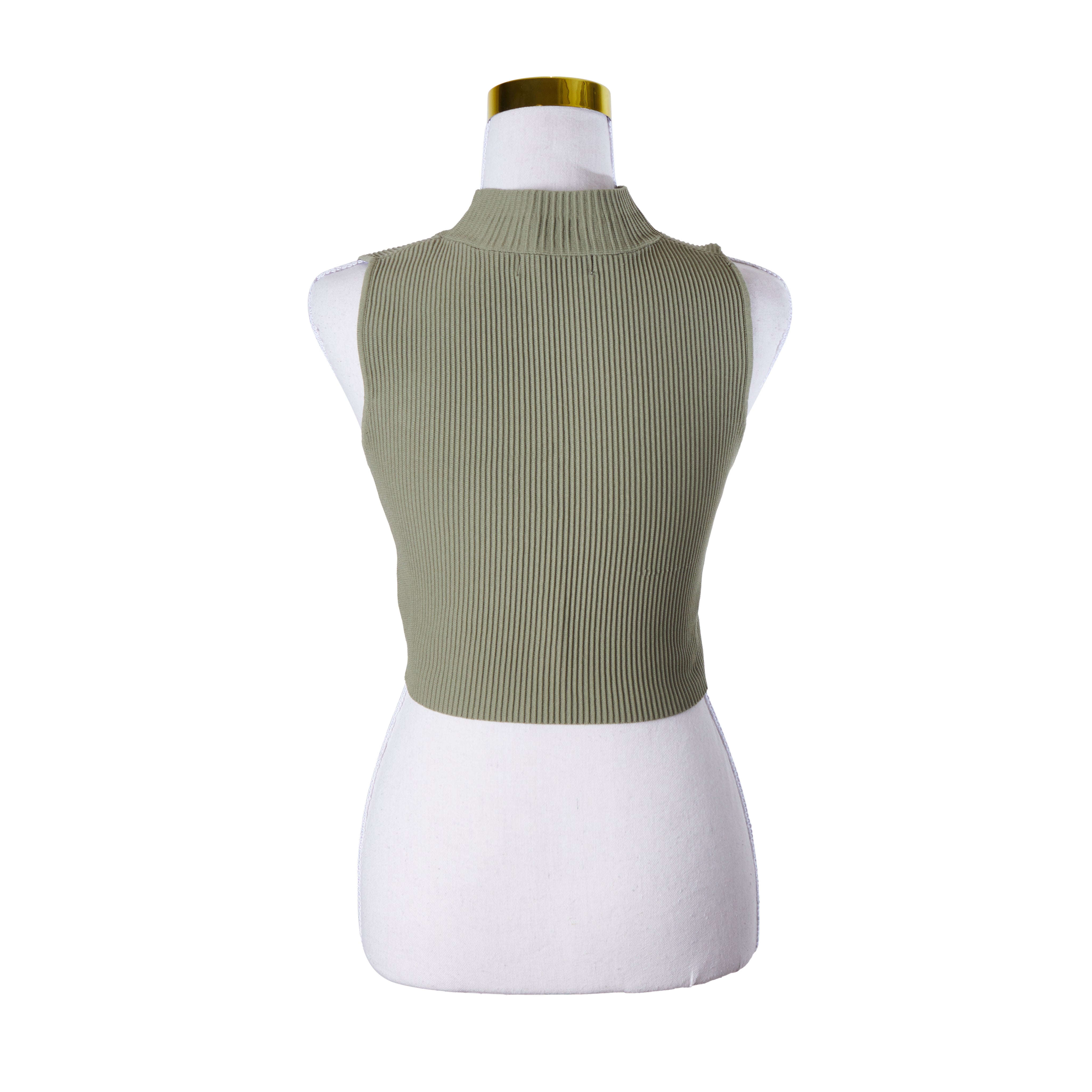GLASSONS Khaki High Neck Crop Tank Top