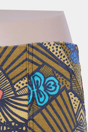 Zara Trafaluc Mustard and Blue, Green Orange Pattern Mini Skirt
