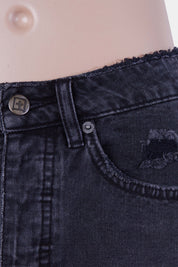 KSUBI Black Distressed Denim Mini Skirt