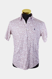 Polo By Ralph Lauren Burgundy and Pink Fern Pattern Button Down Shirt