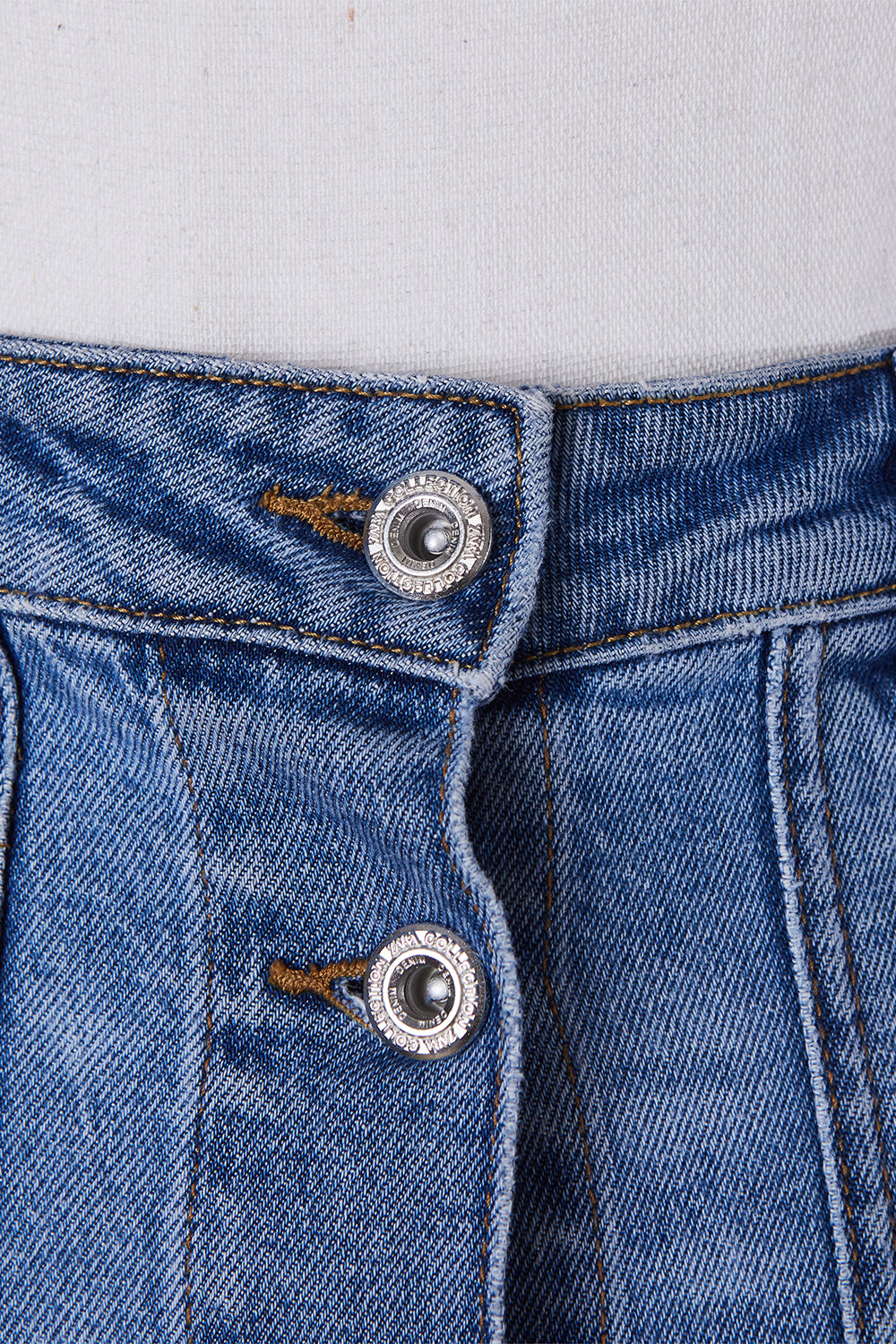 ZARA Mid Blue High Waisted Button Down Denim Skirt