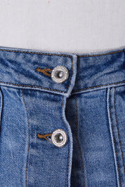 ZARA Mid Blue High Waisted Button Down Denim Skirt