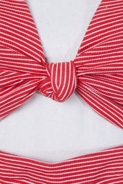 Tiger Mist Red and White Cut Out Detail Playsuit