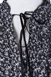 Blue Motion Black and White Floral Tie Neck Dress
