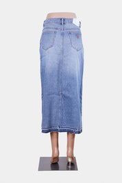 Abrand Jeans Blue Low Denim Maxi Skirt with Split