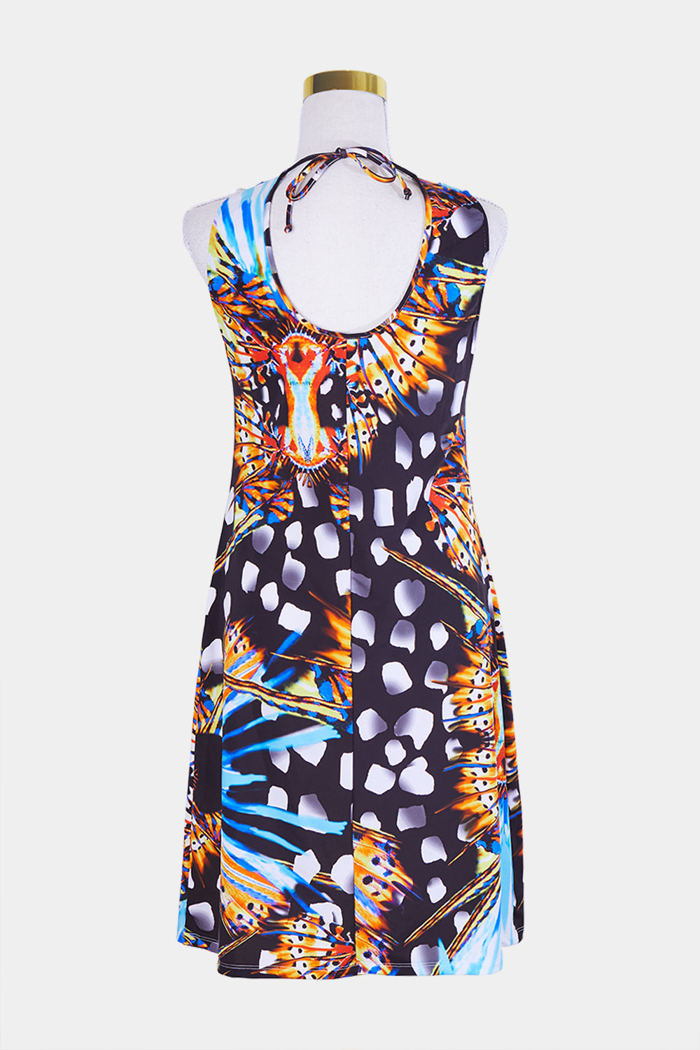 NSC Black and Multi Rhinestone and Keyhole Detail Midi Dress