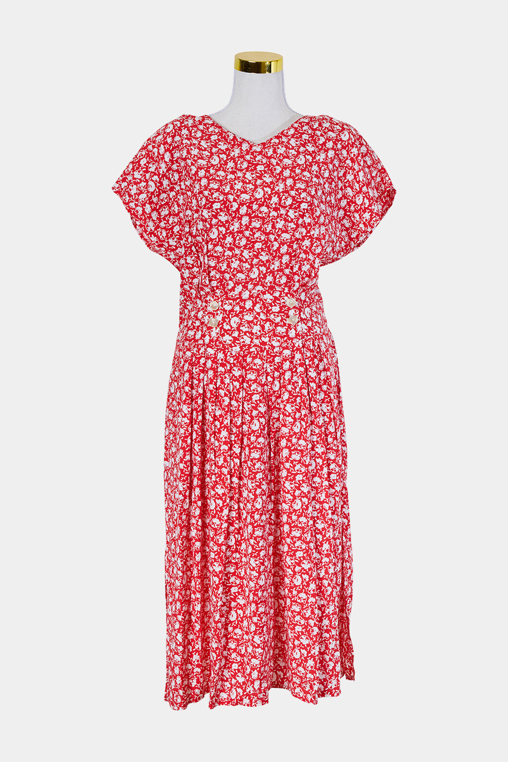 Assorted Brands Red and White Buttton Detail Sun Dress