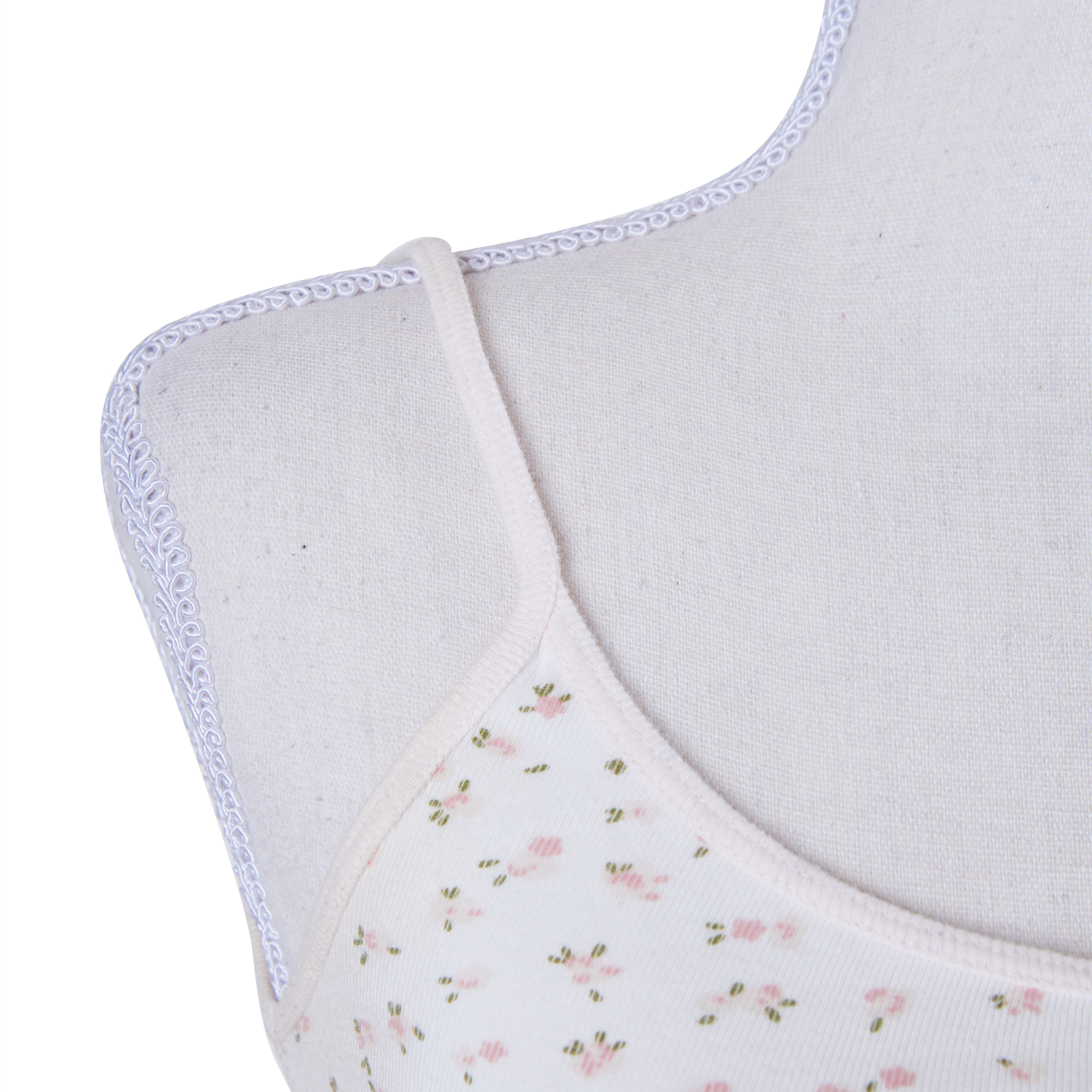 Brandy Melville White and Baby Pink Floral Crop Singlet