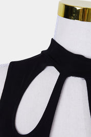 Idle Minds Black Cut Out High Neck Detail Flippy Dress