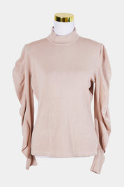 Seed Heritage Beige High Neck Knit Top