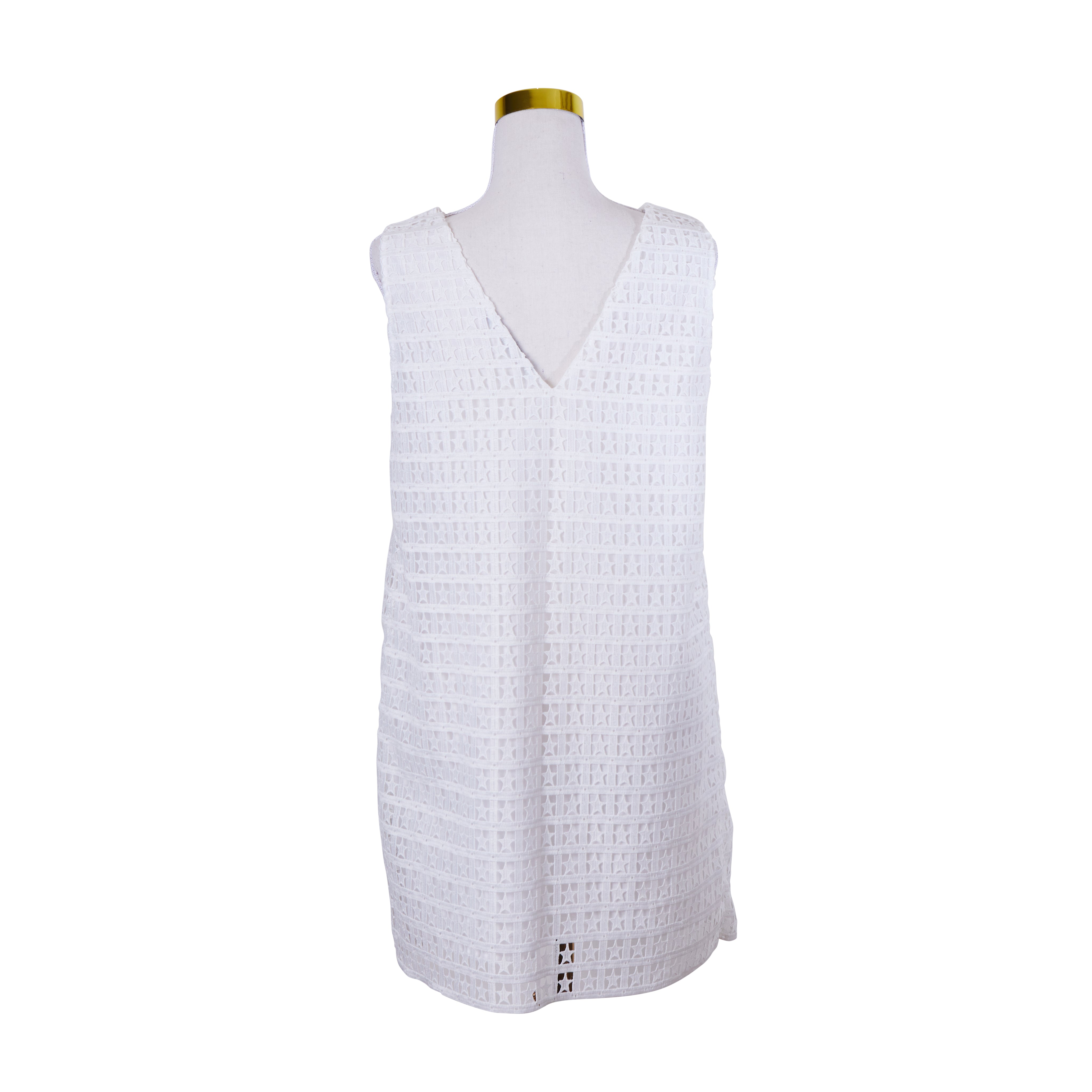 ZARA White Star Broderie Anglaise V Neck Shift Dress