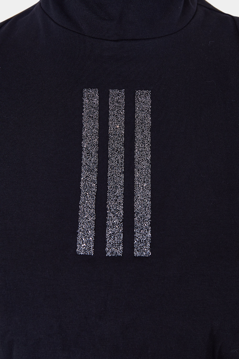 Adidas X Swarovski Black Glitter Stripe Detail High Neck Long Sleeve Crop