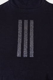 Adidas X Swarovski Black Glitter Stripe Detail High Neck Long Sleeve Crop