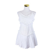 Saints And Secrets White Lace Detaiil Tie Back Dress