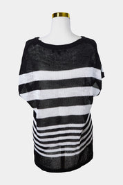 Maggie T Black and White Stripe Knit Top