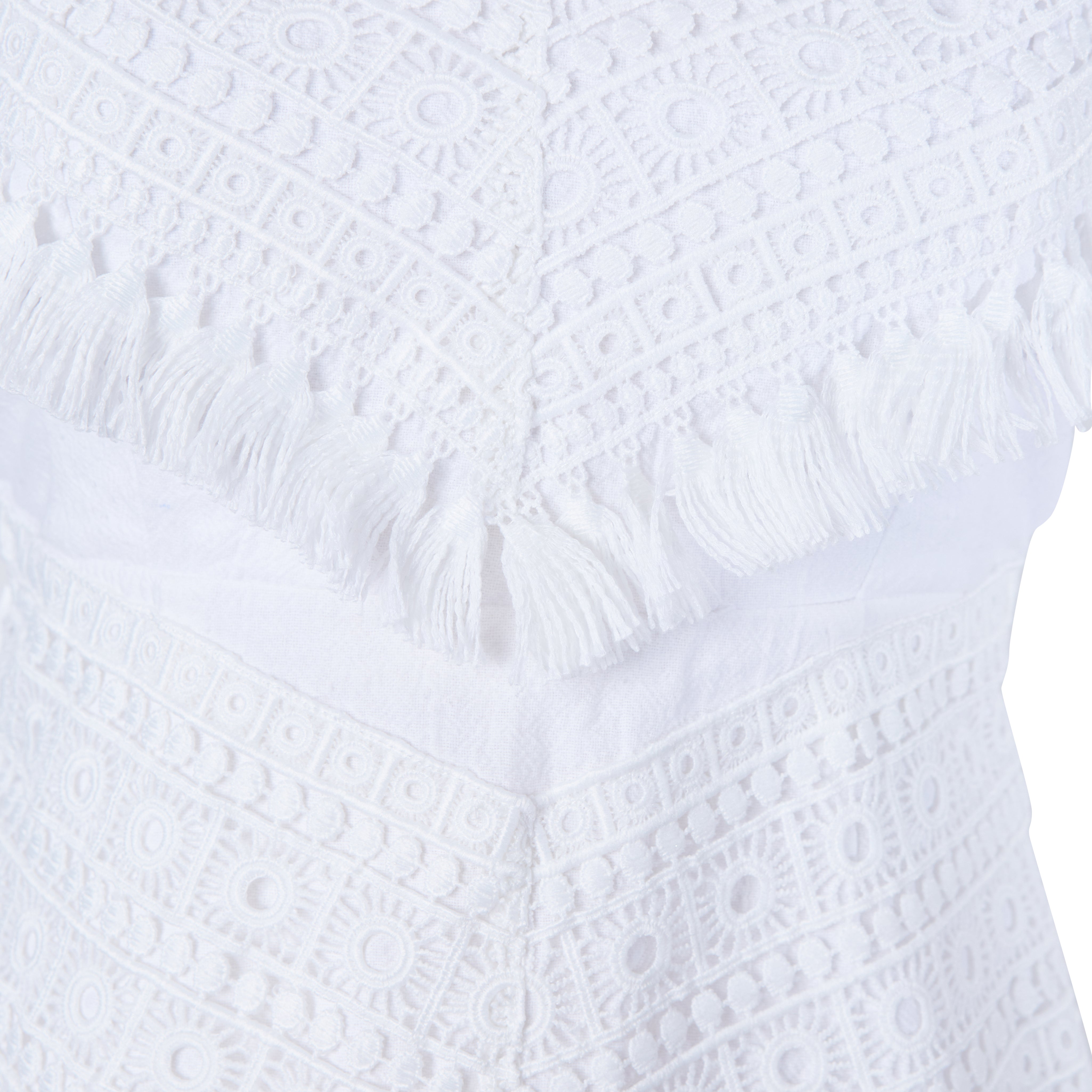 Saints And Secrets White Lace Detaiil Tie Back Dress