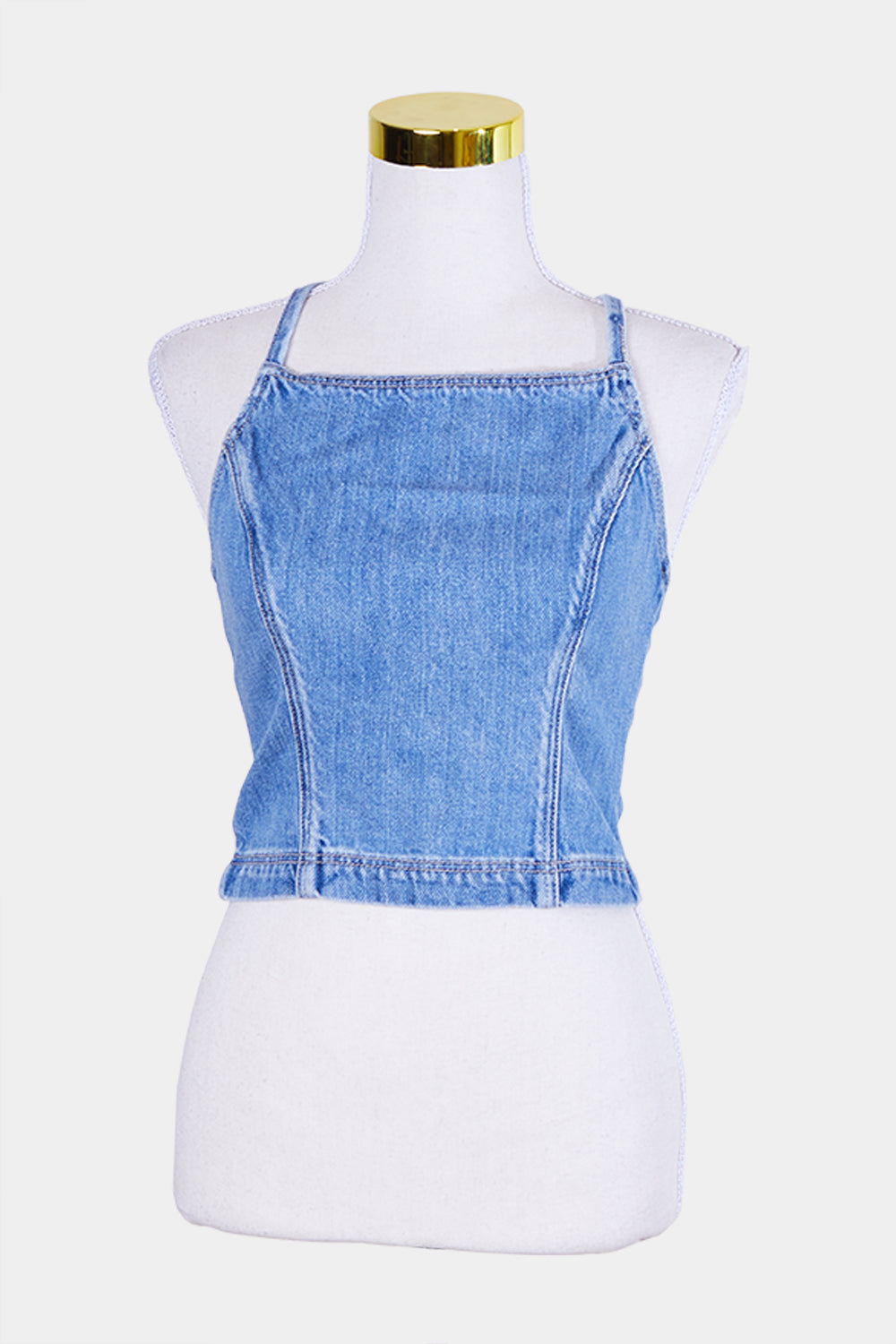 Abrand Jeans Blue Tie Back Denim Crop Top