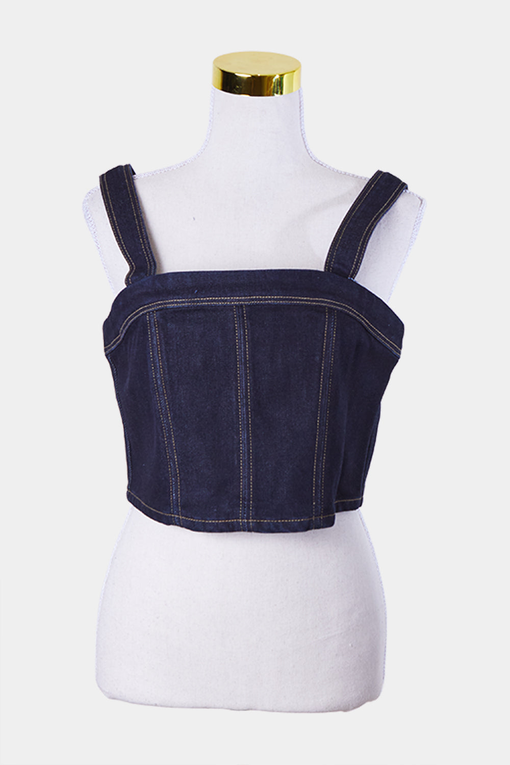 Abrand Jeans Dark Blue Denim Zip Back Crop Top