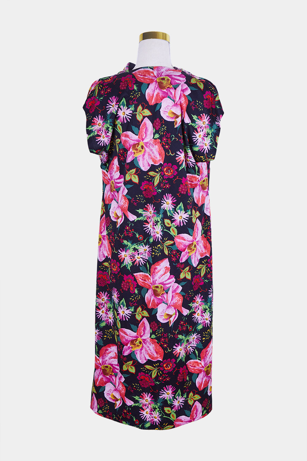 Assorted Brands Pink and Black Floral Boatneck Dress