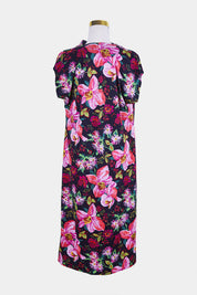 Assorted Brands Pink and Black Floral Boatneck Dress