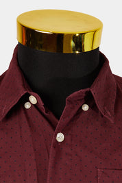ASOS Burgundy Spot Button Down Short Sleeve Shirt