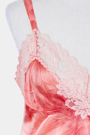 LORRAINEE Pink Tie Dye Lace Detail Slip Dress
