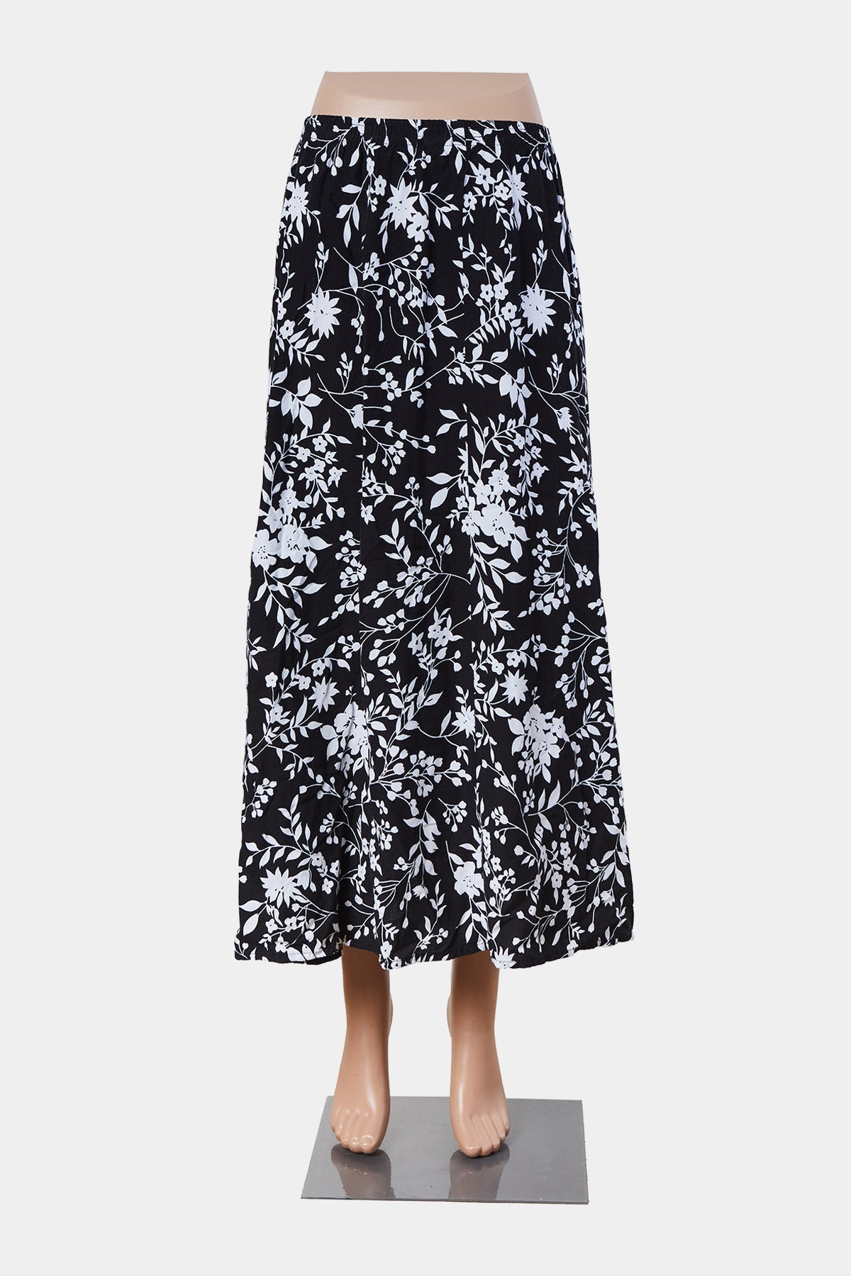 BLAIR Black and Whitte Floral Midi Skirt