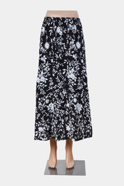 BLAIR Black and Whitte Floral Midi Skirt