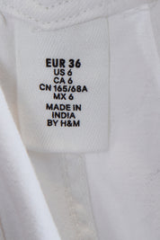 H And M White Denim Distressed Overalls