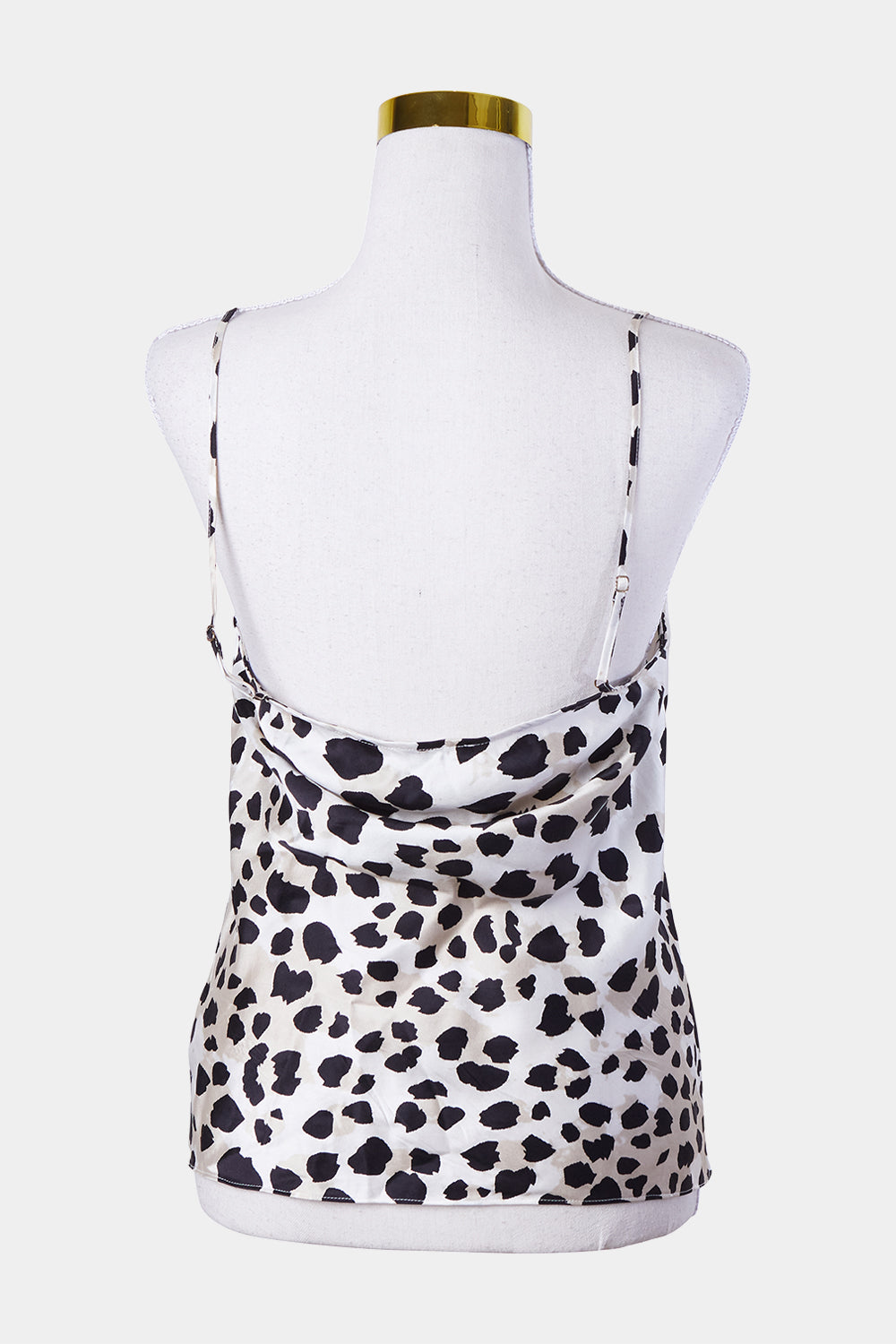 Silk Laundry Beige Leopard Print Cowl Neck Camisole