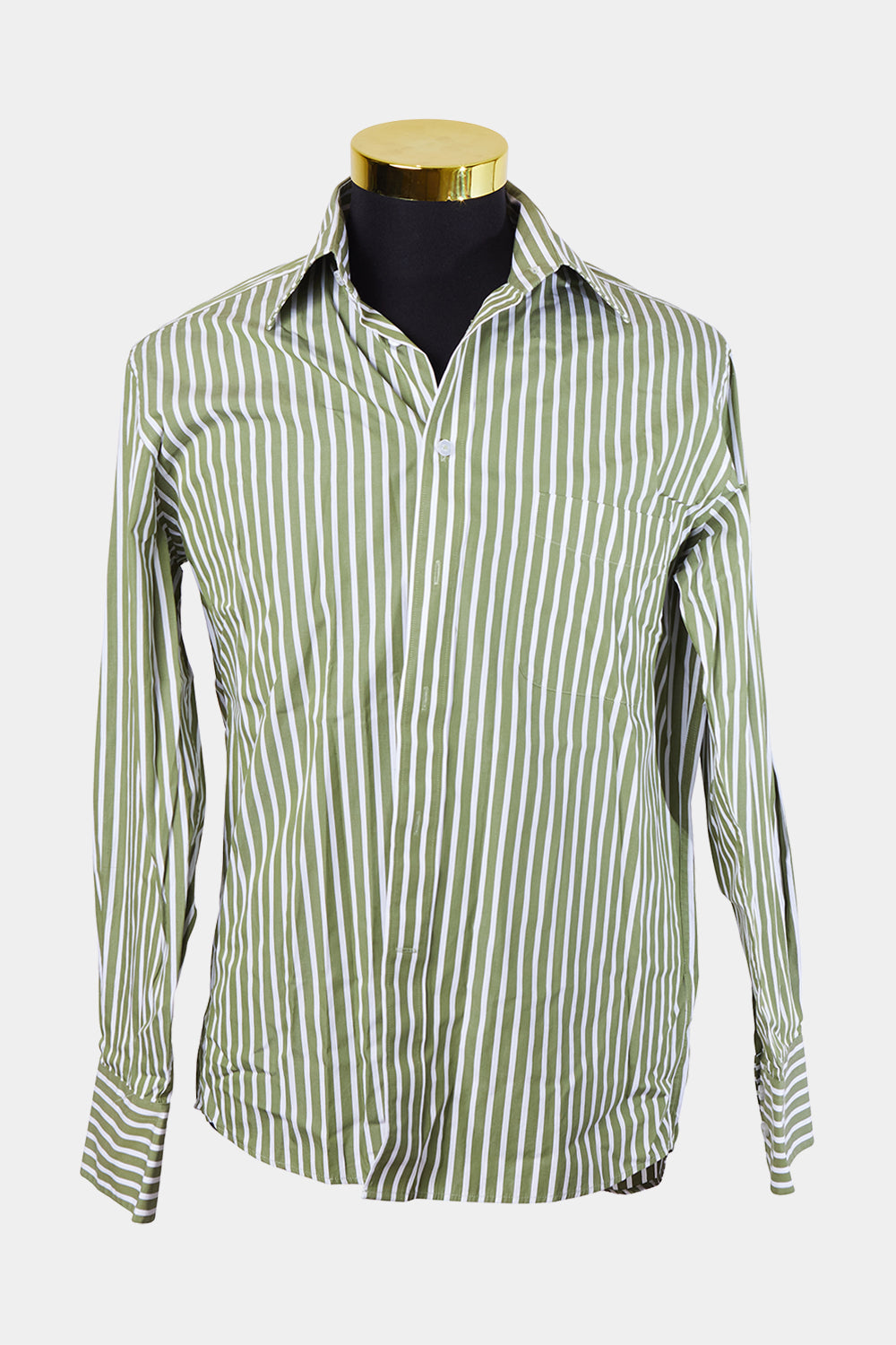BROOKSFIELD Green and White Stripe Button Down Shirt