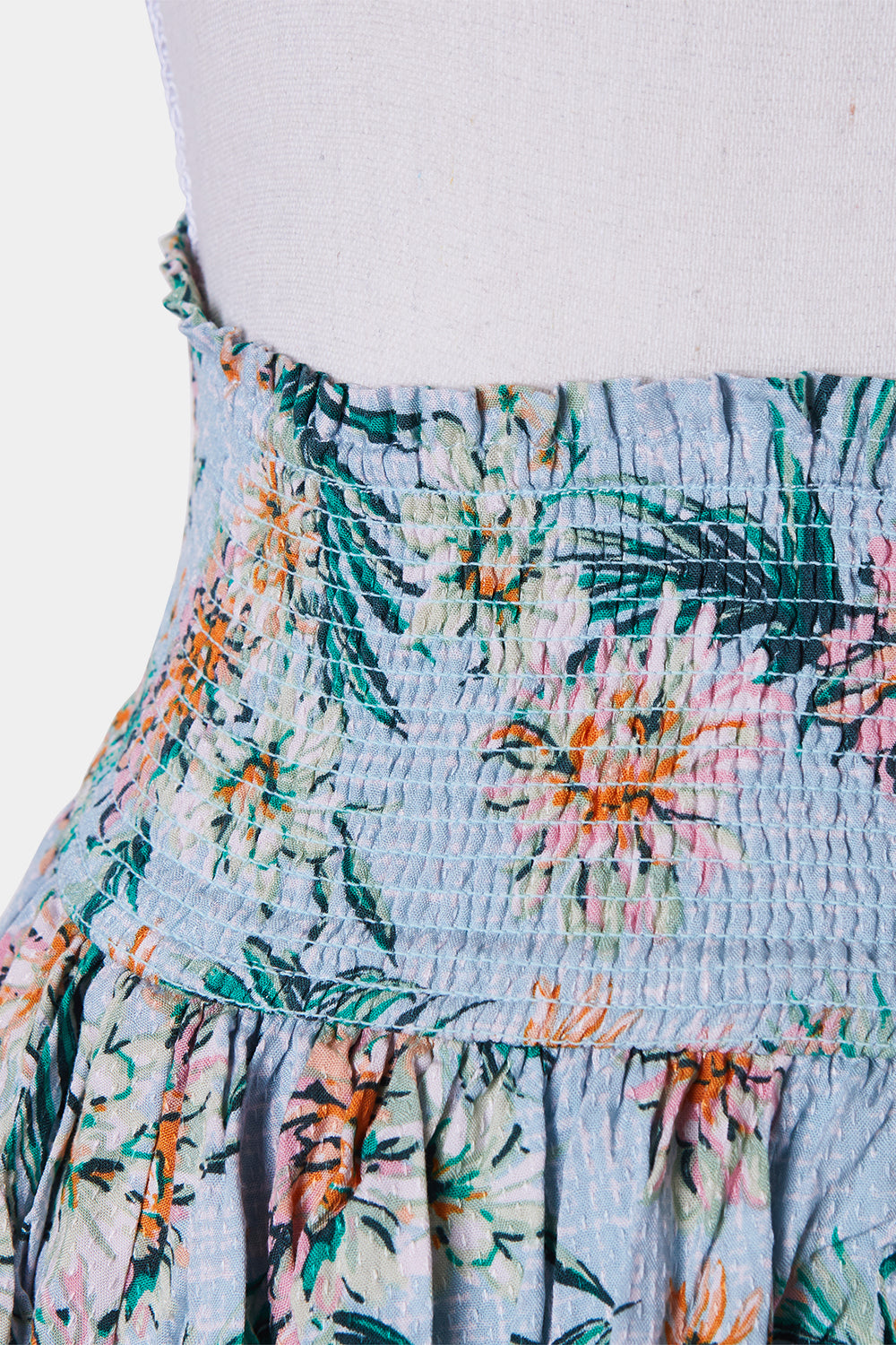 Decjuba Kids Blue Pink Green Floral Tiered Skirt