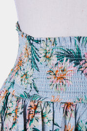 Decjuba Kids Blue Pink Green Floral Tiered Skirt