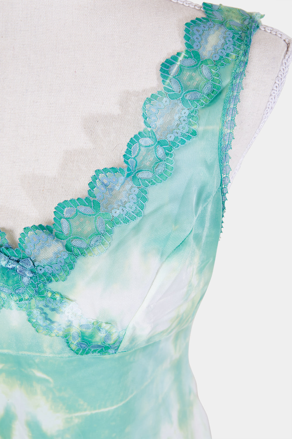 Assorted Brands Green Tie Dye Lace Detail Slip Dress